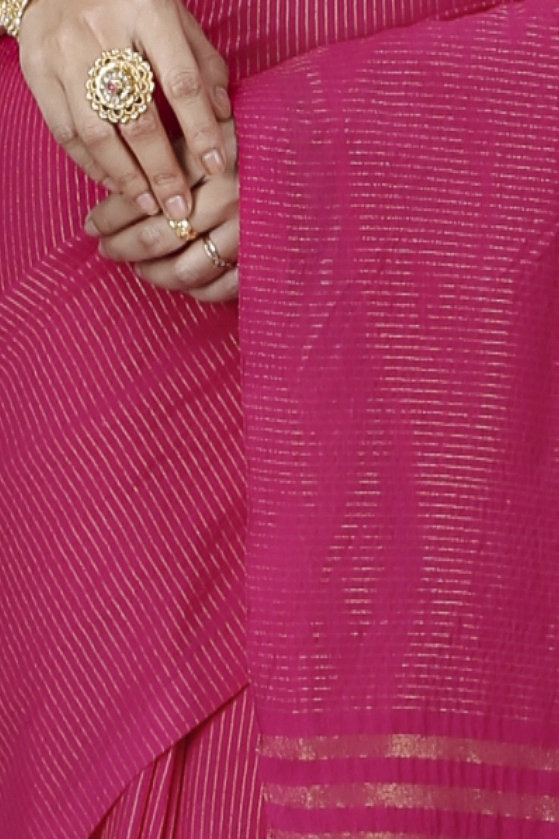 Pink Blended Cotton Tama Hand Loom Saree (1203)